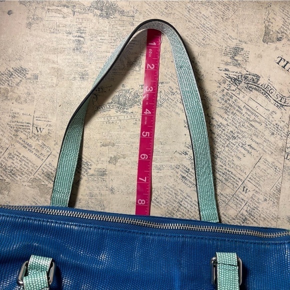Marc by Marc Jacobs Blue/Green Lizard Stamped Leather Take Me Tote - Picture 12 of 16